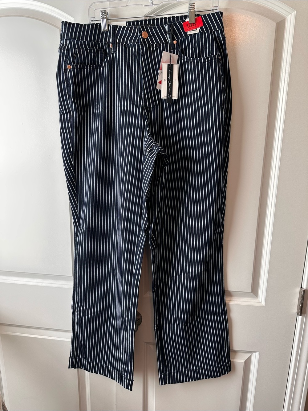 Judy Blue Navy Pinstripe High-Rise Tummy Control Top Jeans